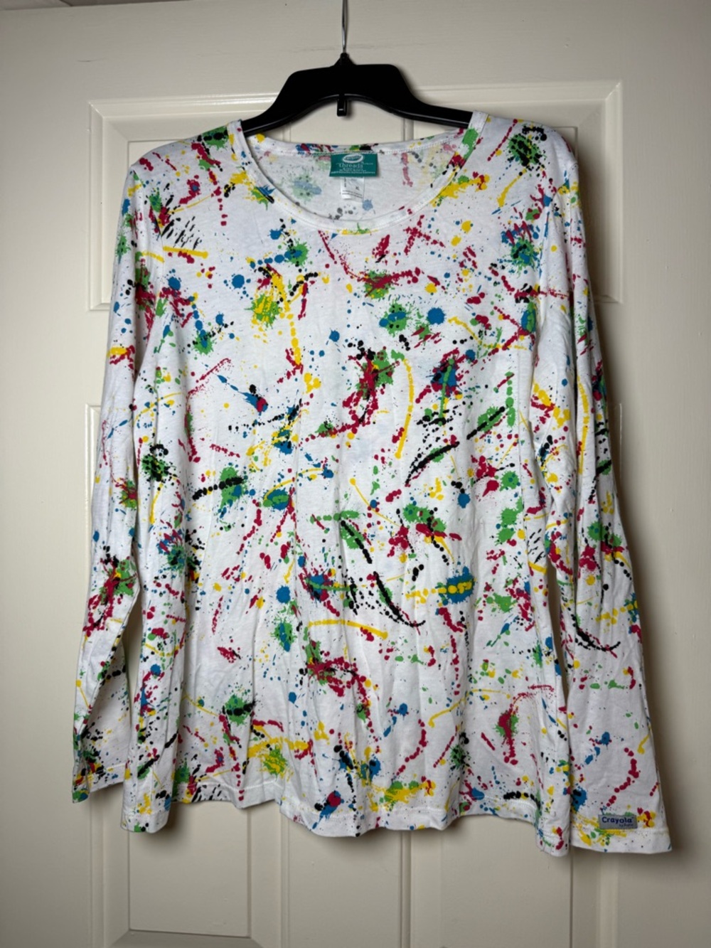 Crayola multi-color‎ splatter paint design long sleeve tee